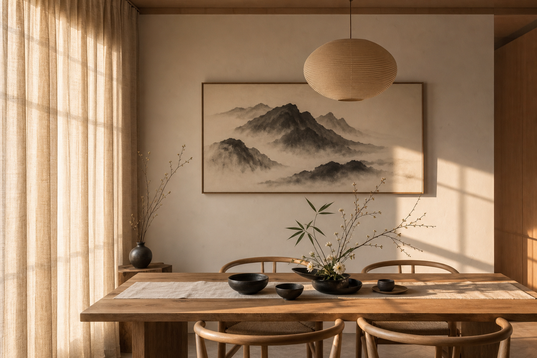 Japanese-Inspired Dining Room Wall Art: Wabi-Sabi, Nature, and Calm