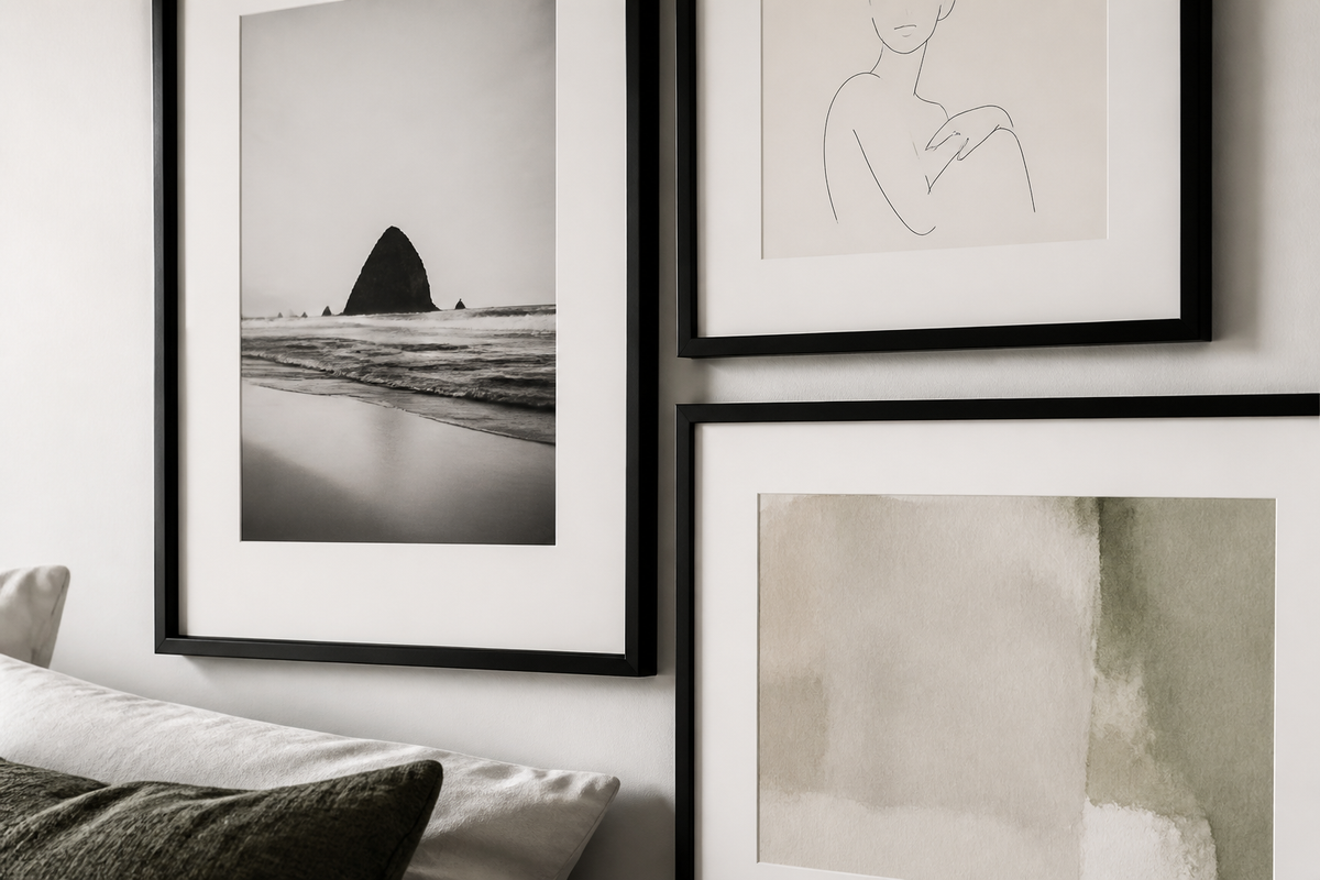 Mixing Art Styles on a Bedroom Wall Without It Looking Cluttered