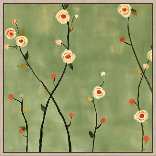 Large Sage Green Floral Canvas Print