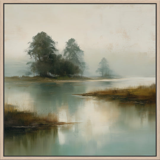 Misty Lake Landscape Canvas Print