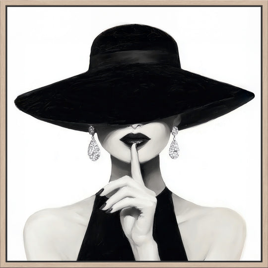 Elegant Woman in Black Hat Canvas Print