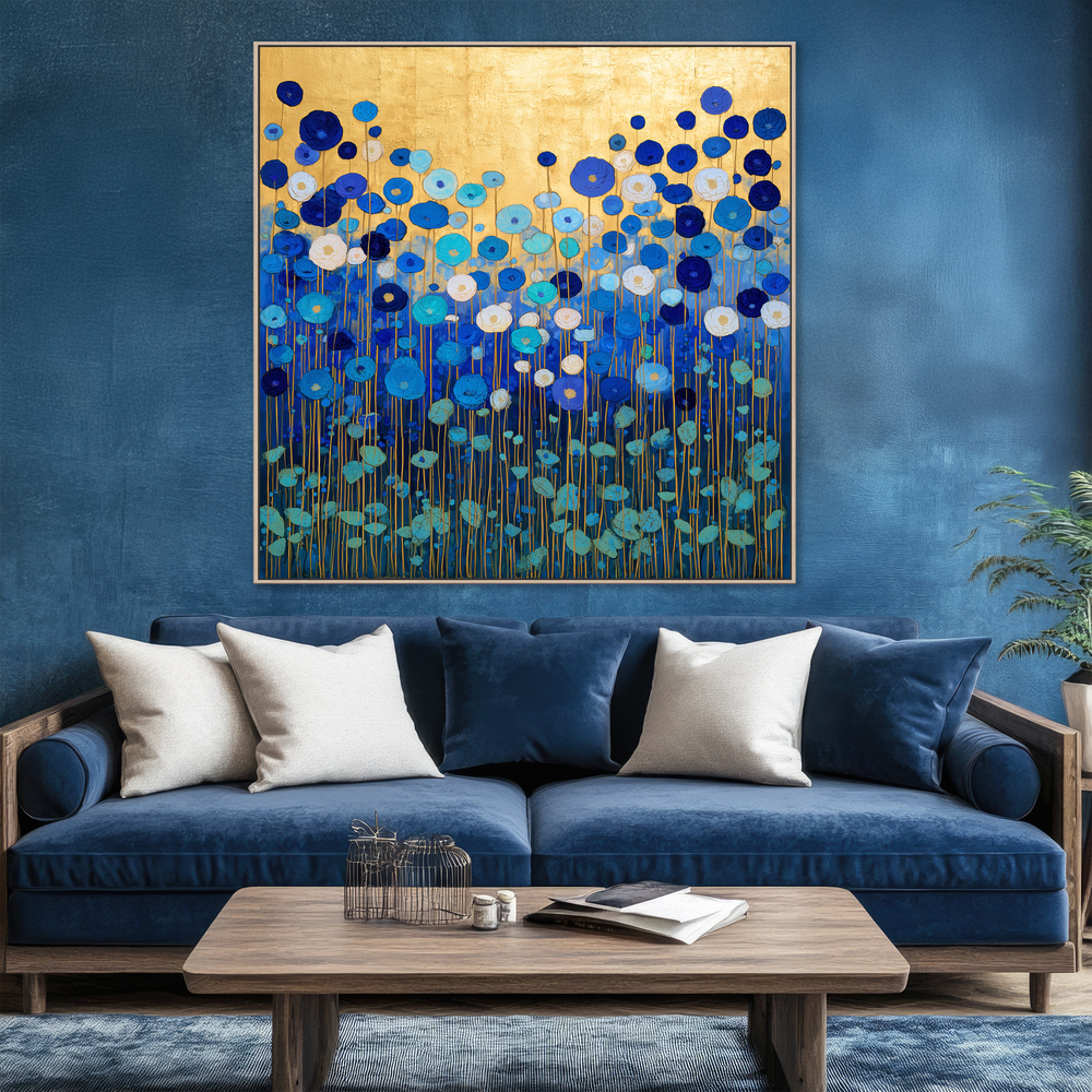 Blue floral canvas print