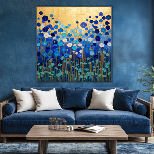Blue floral canvas print