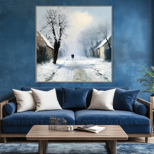 Large Winter Village Canvas Print