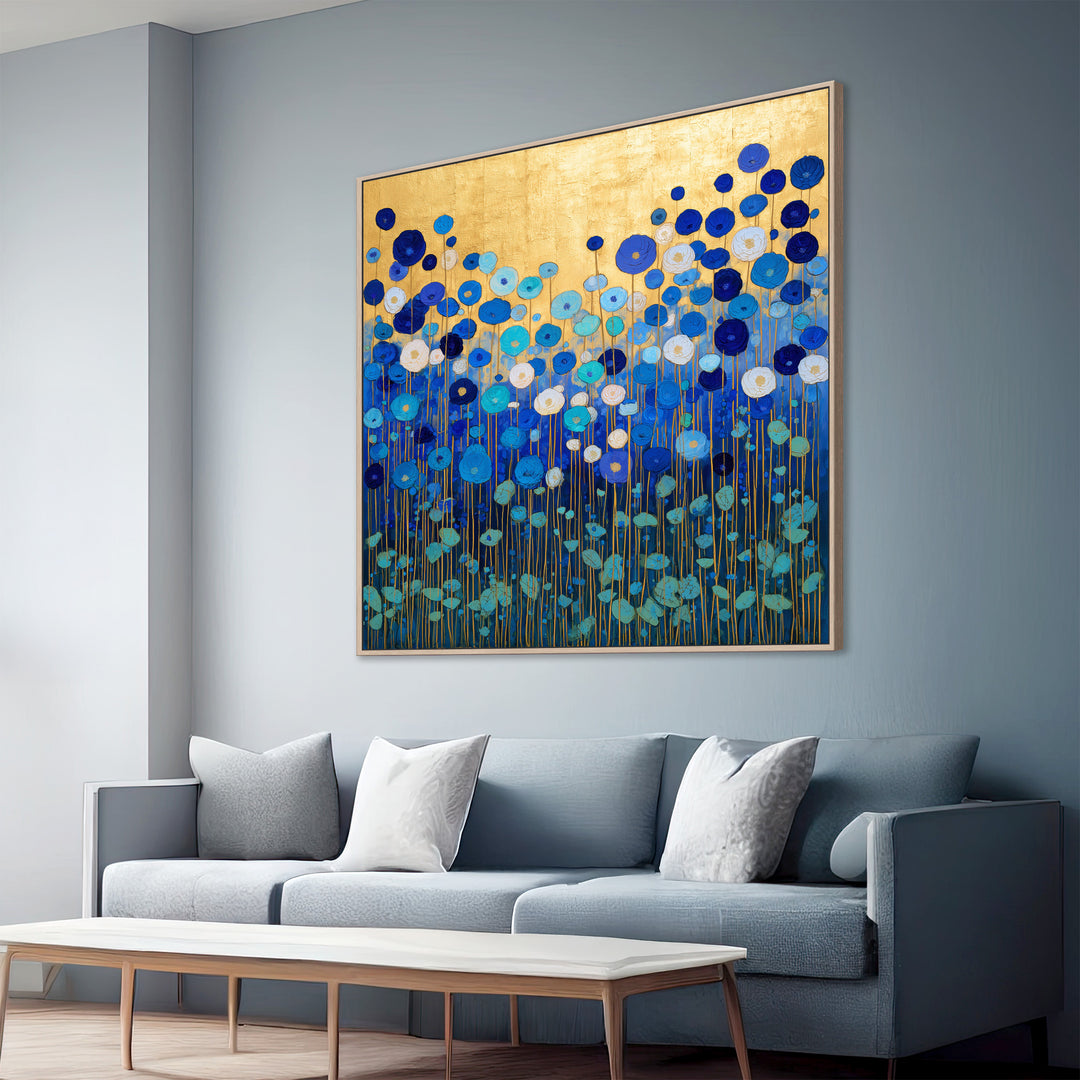 Blue floral canvas print
