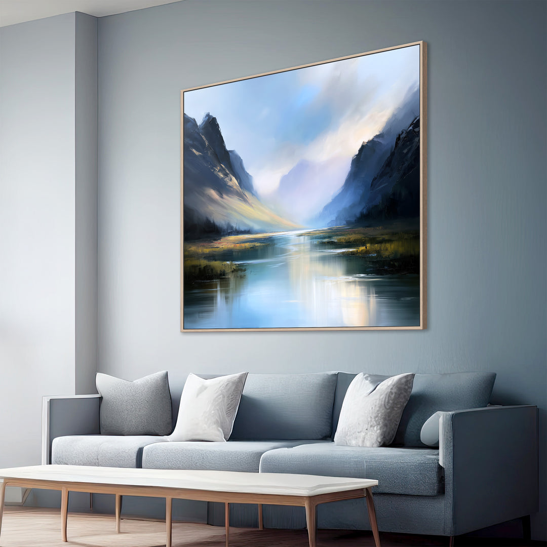 Large Mountain Lake Canvas Print