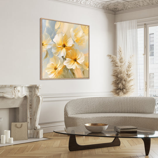 Large Yellow Floral Canvas Print