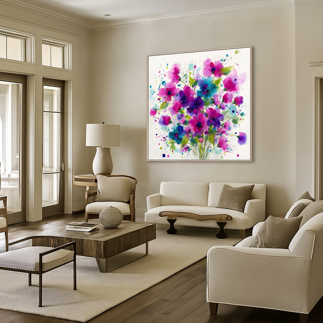 Abstract Watercolor Floral Canvas Print