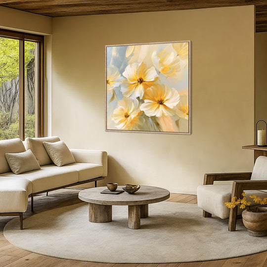 Large Yellow Floral Canvas Print