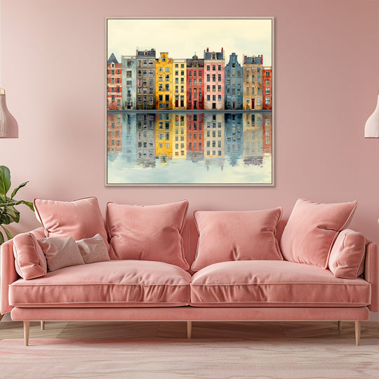 Colorful European Townhouses Canvas Print