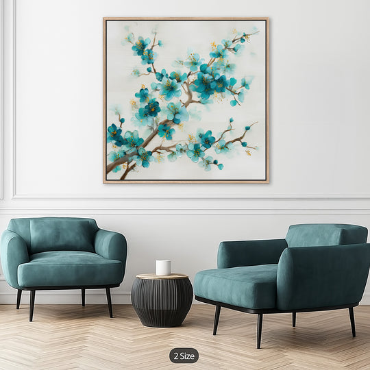 Teal Cherry Blossom Canvas Print