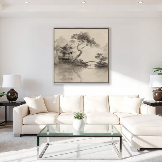 Japanese Ink Landscape Canvas Print