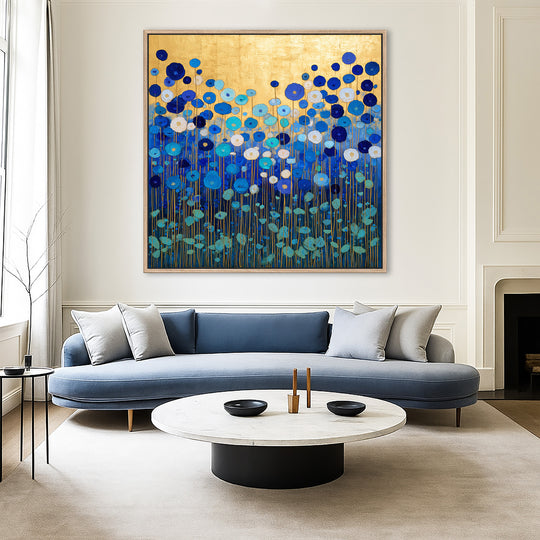 Blue floral canvas print