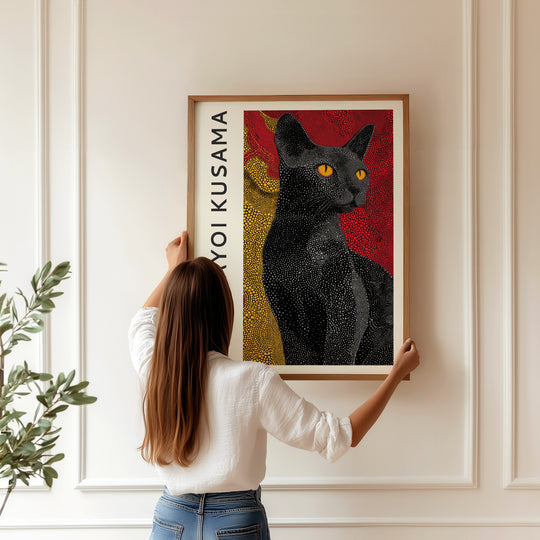 Yayoi Kusama Black Cat Portrait
