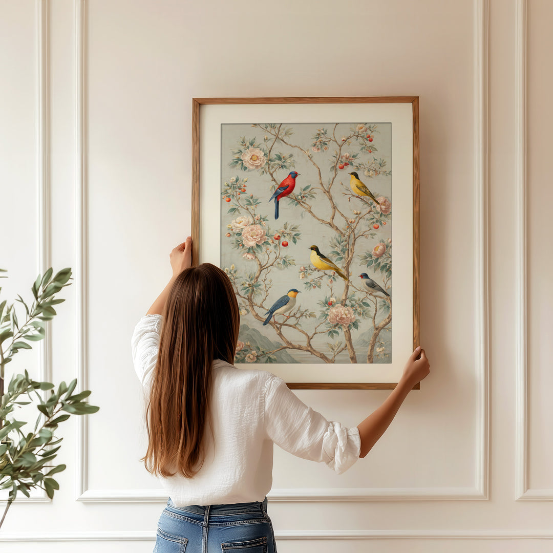 Birds Floral Wall Art Print
