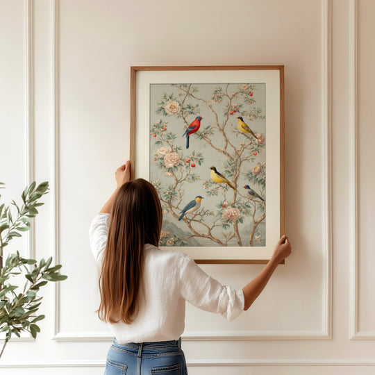 Birds Floral Wall Art Print