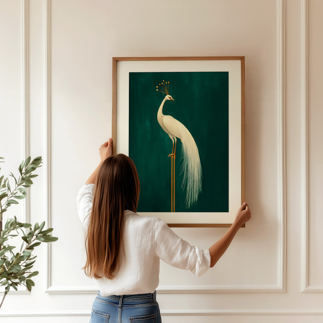 White Peacock Wall Art Print