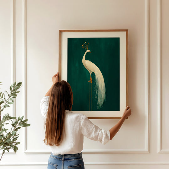White Peacock Wall Art Print