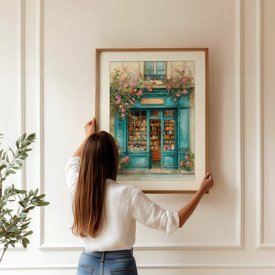 Paris bookshop wall art print