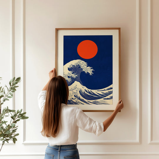 Navy Blue Ocean Print