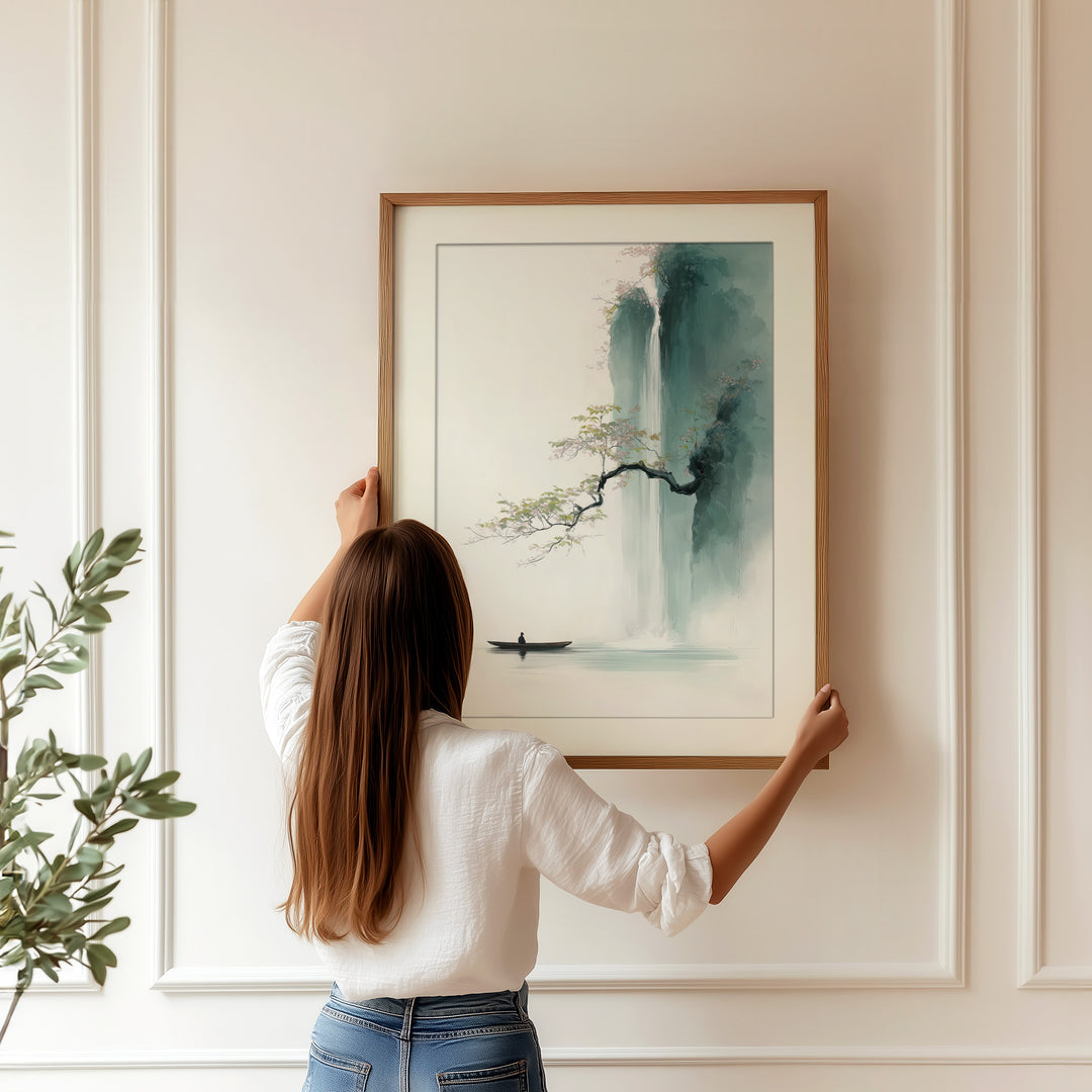 Japanese Waterfall Wall Art Print