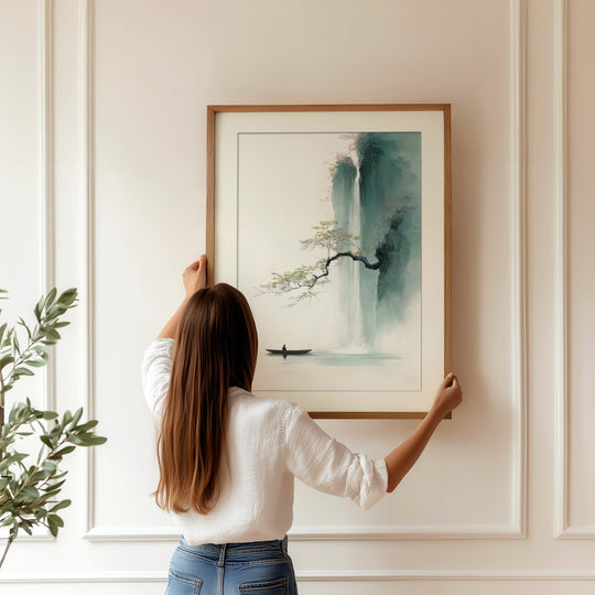 Japanese Waterfall Wall Art Print