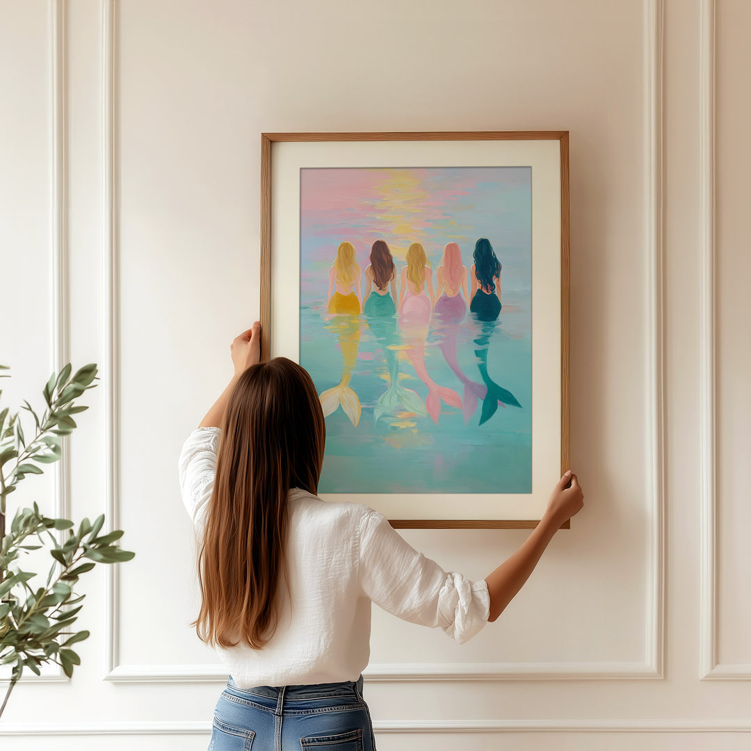 Pastel mermaid wall art print