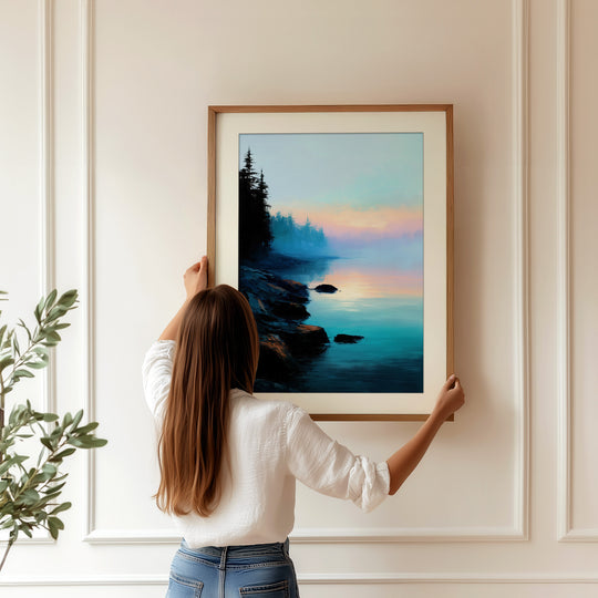 Misty Lake Wall Art Print