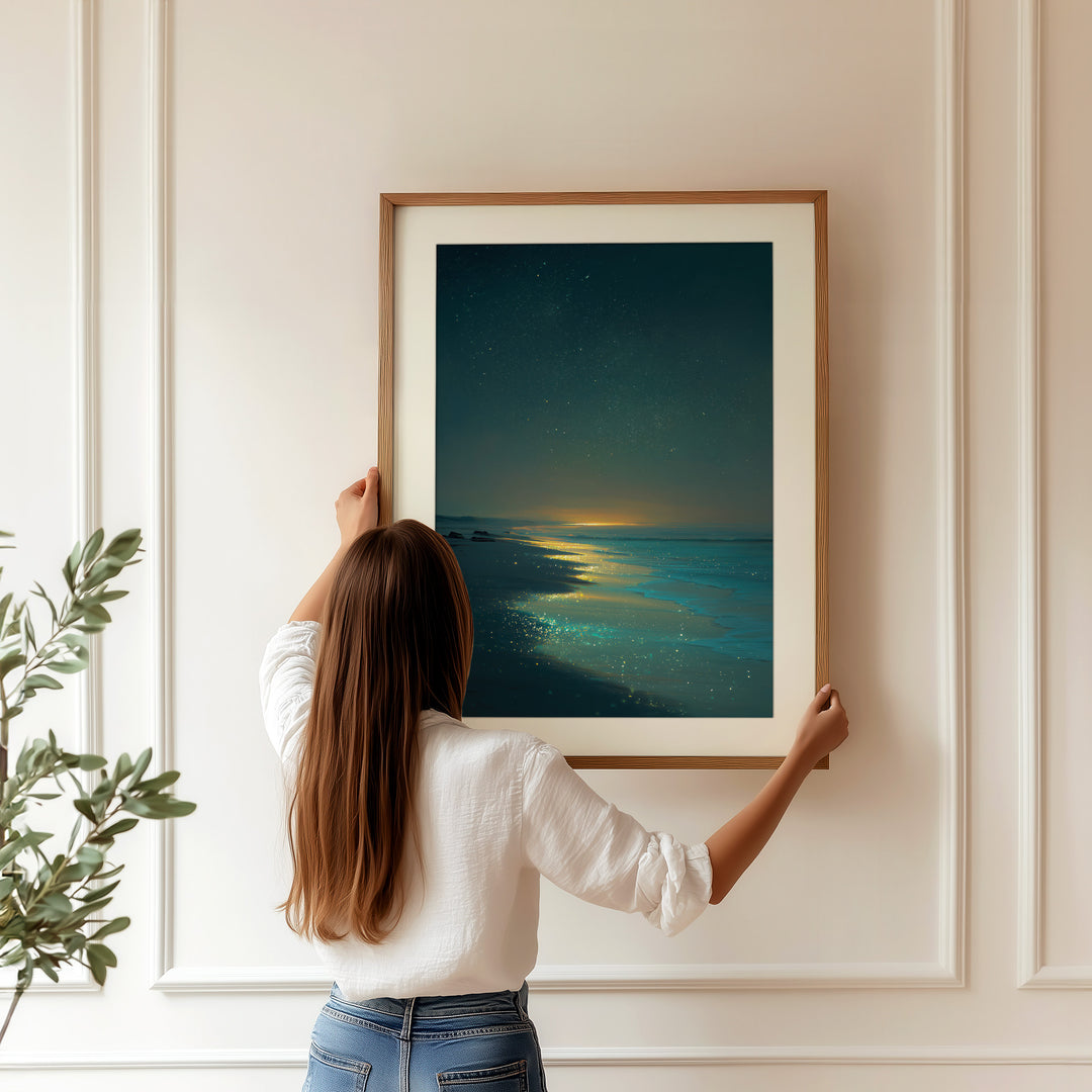 Starry Beach Night Art Print