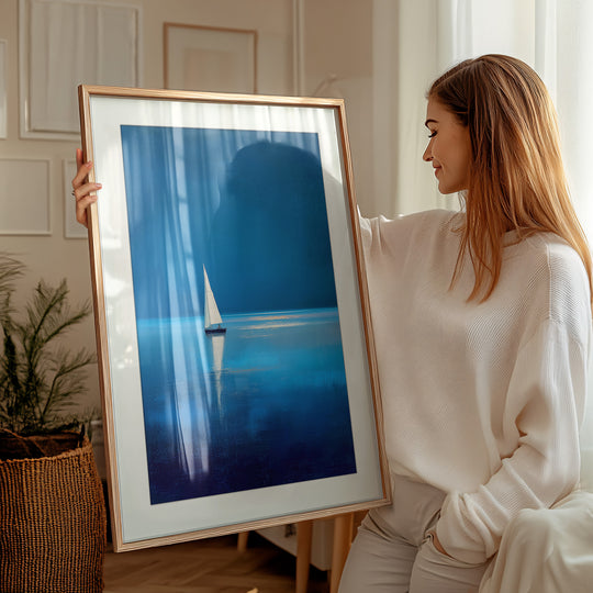 Blue Sailboat Art Print