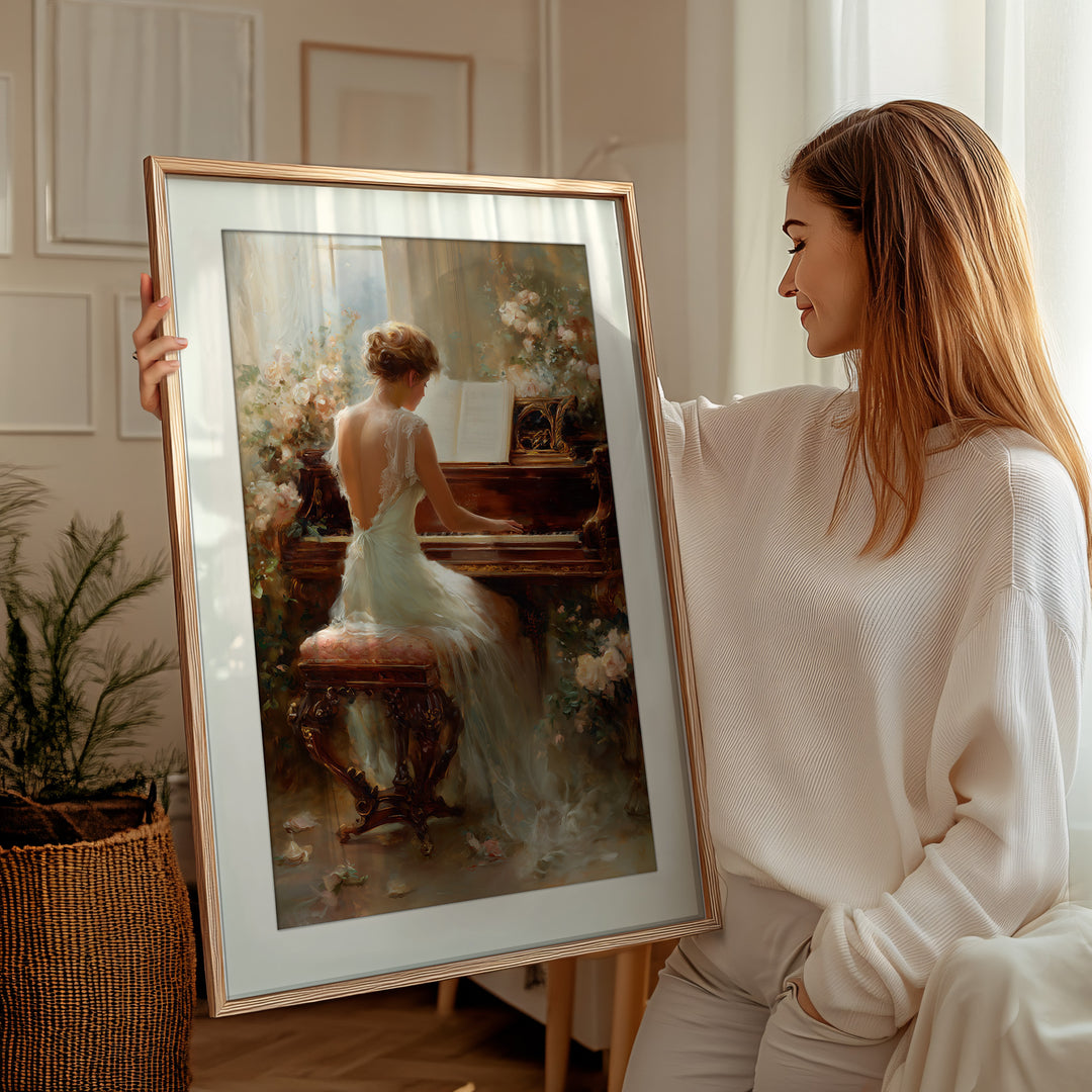 Woman Piano Art Print