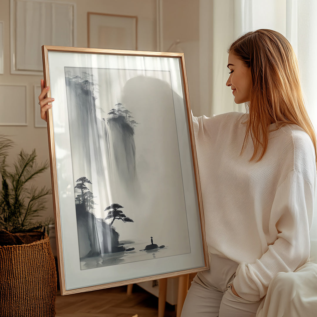 Zen waterfall wall art print