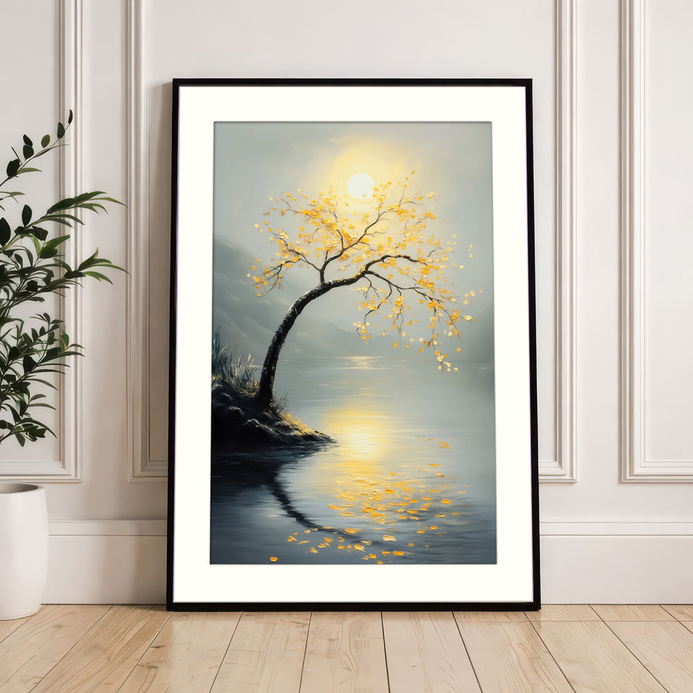 Golden Tree Lake Wall Art Print