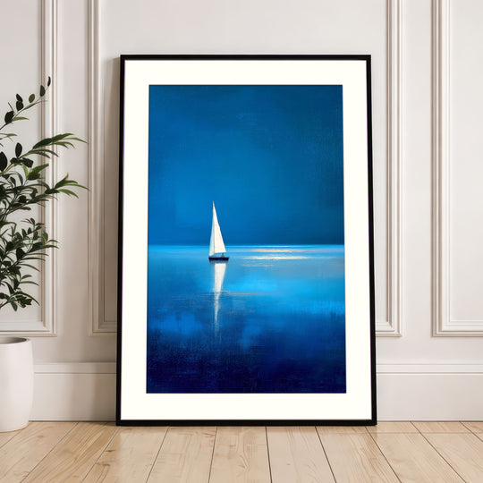 Blue Sailboat Art Print