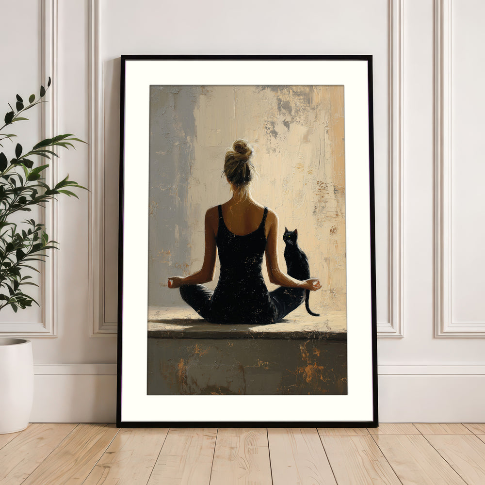Yoga and black cat artwork