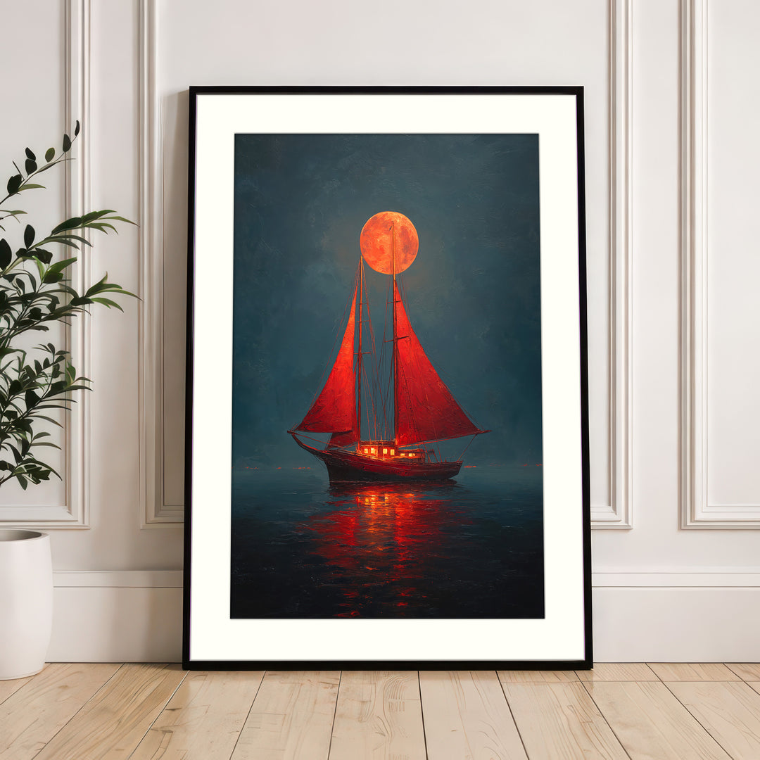 Red Sailboat Art Print