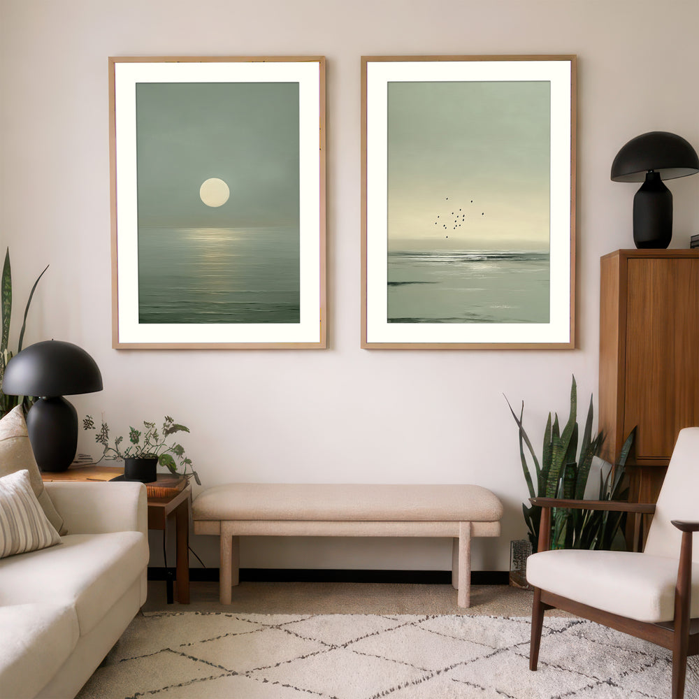 Minimalist Seascape Wall Art Prints Set of 2