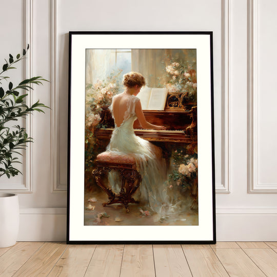 Woman Piano Art Print