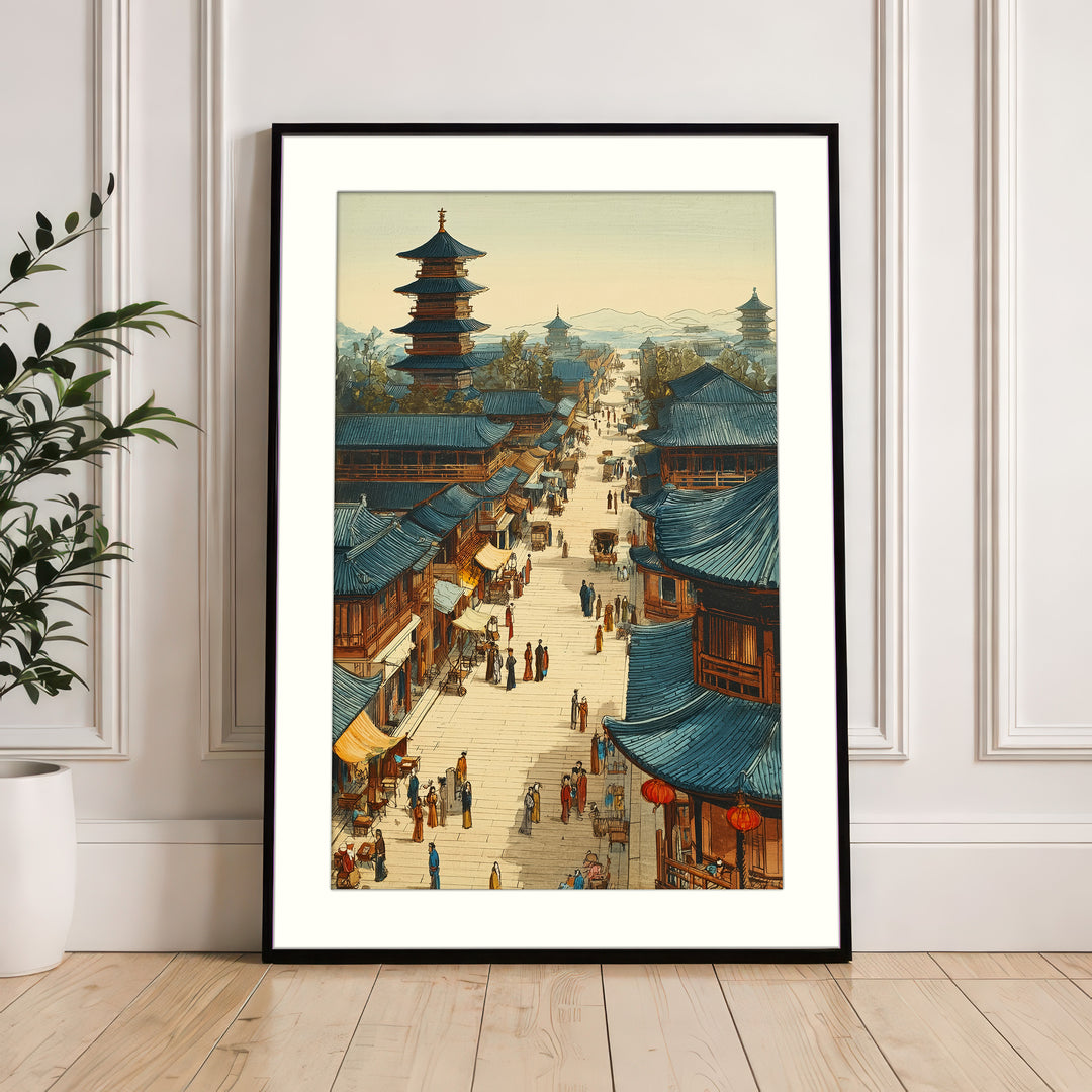 Japanese City Street Wall Art Print