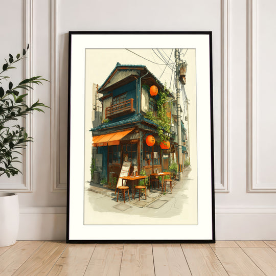 Japanese Street Cafe Wall Art Print