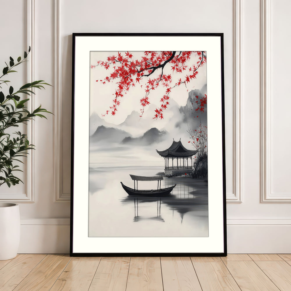 Asian Lake Pavilion Wall Art Print