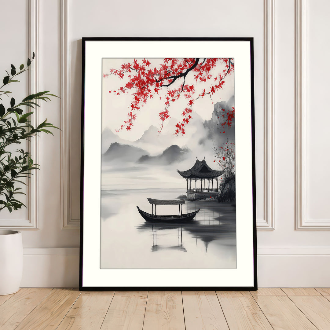 Asian Lake Pavilion Wall Art Print