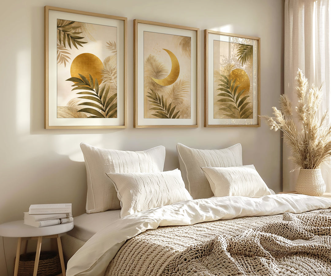 Boho Botanical Wall Art Prints Set of 3