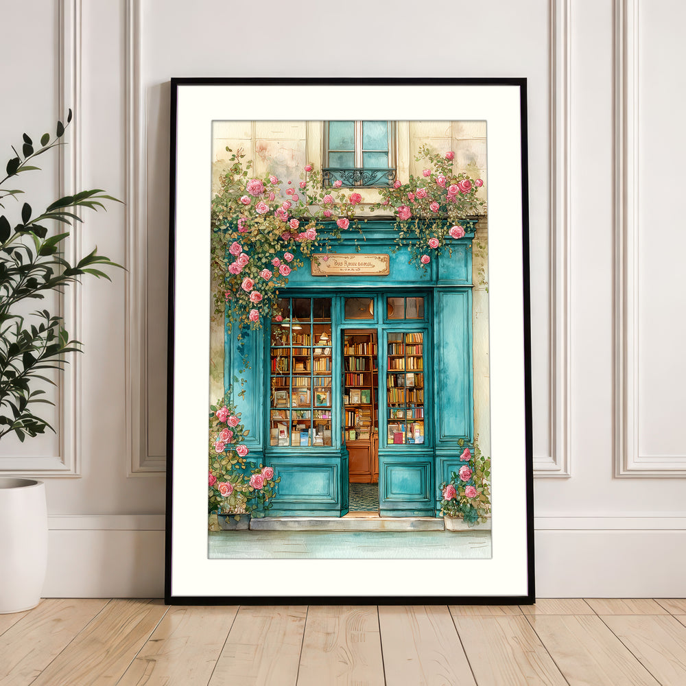 Paris bookshop wall art print