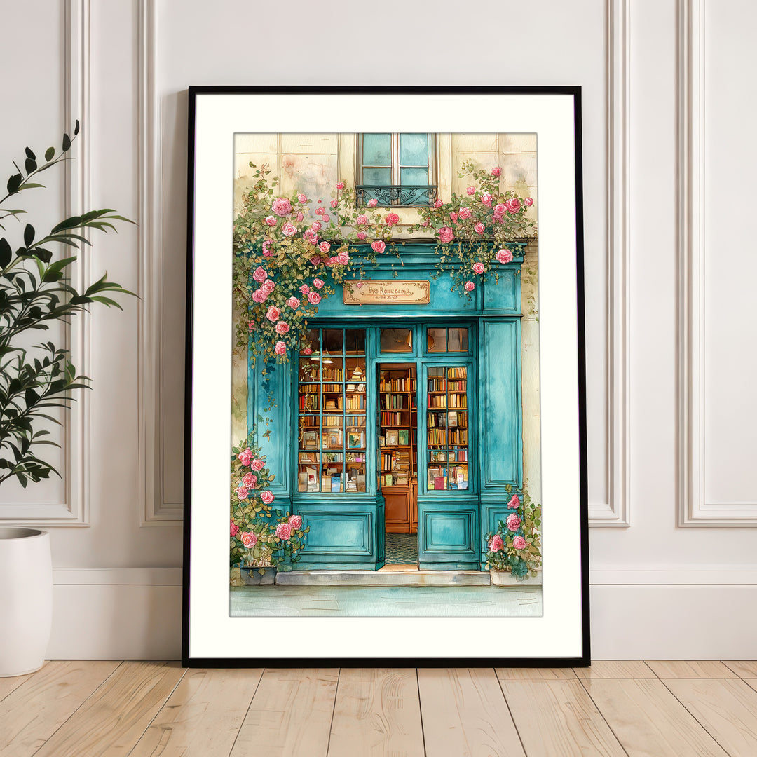Paris bookshop wall art print