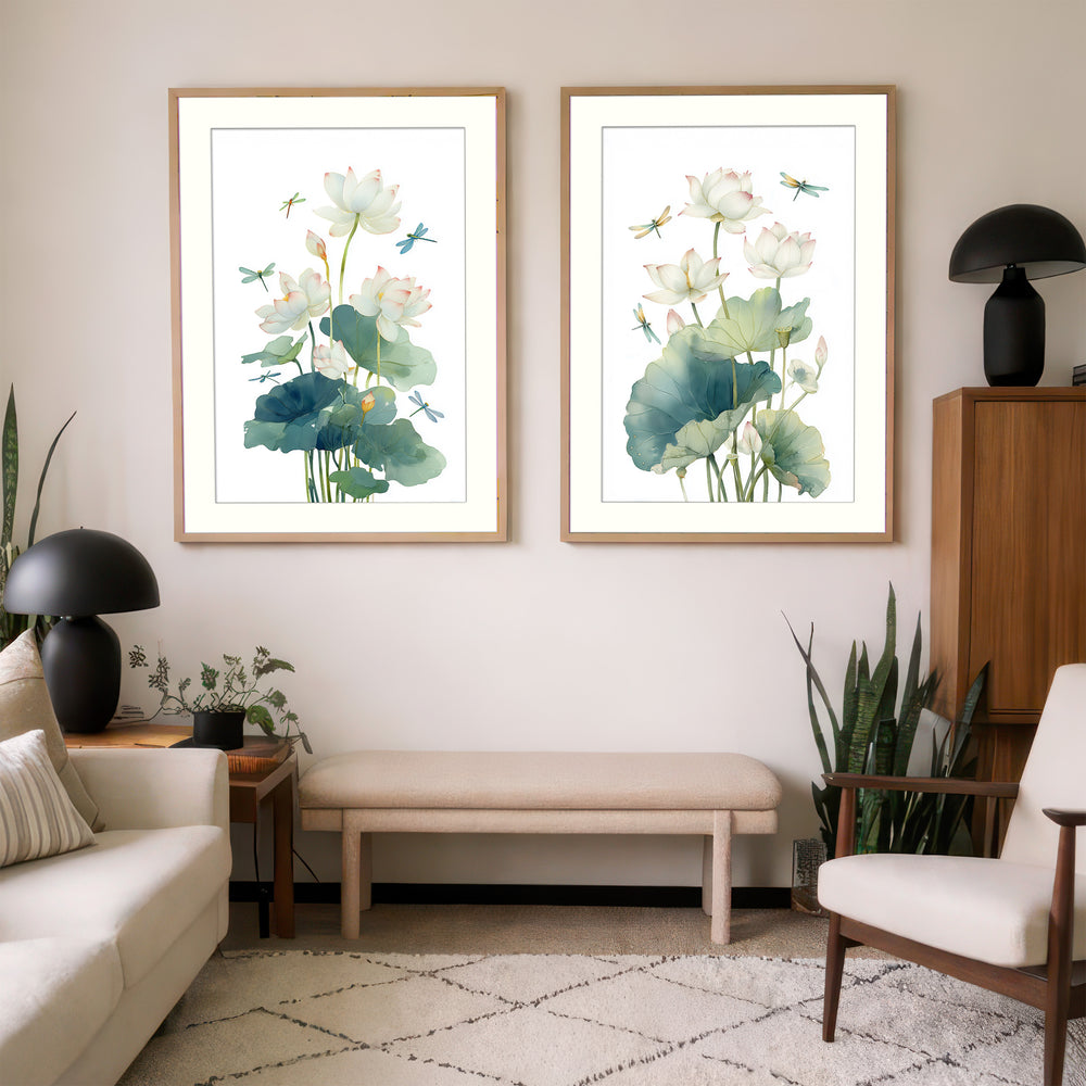 Lotus Flower Wall Art Prints Set of 2