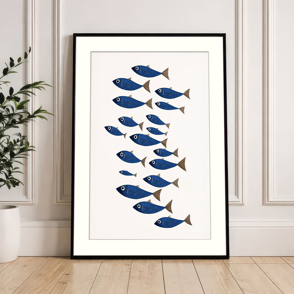 Blue Fish Wall Art Print