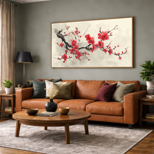 Red Cherry Blossom Canvas Print