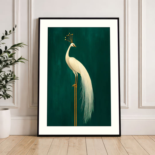 White Peacock Wall Art Print