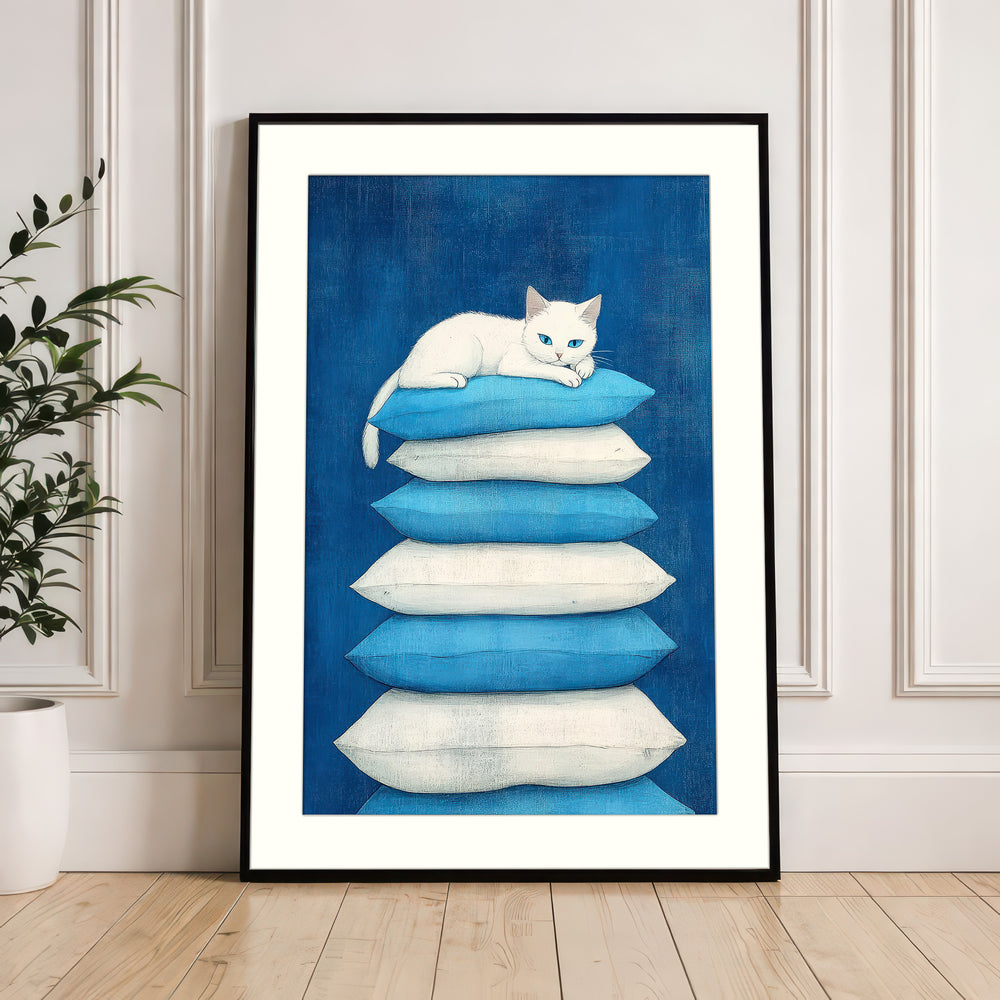 White Cat Wall Art Print